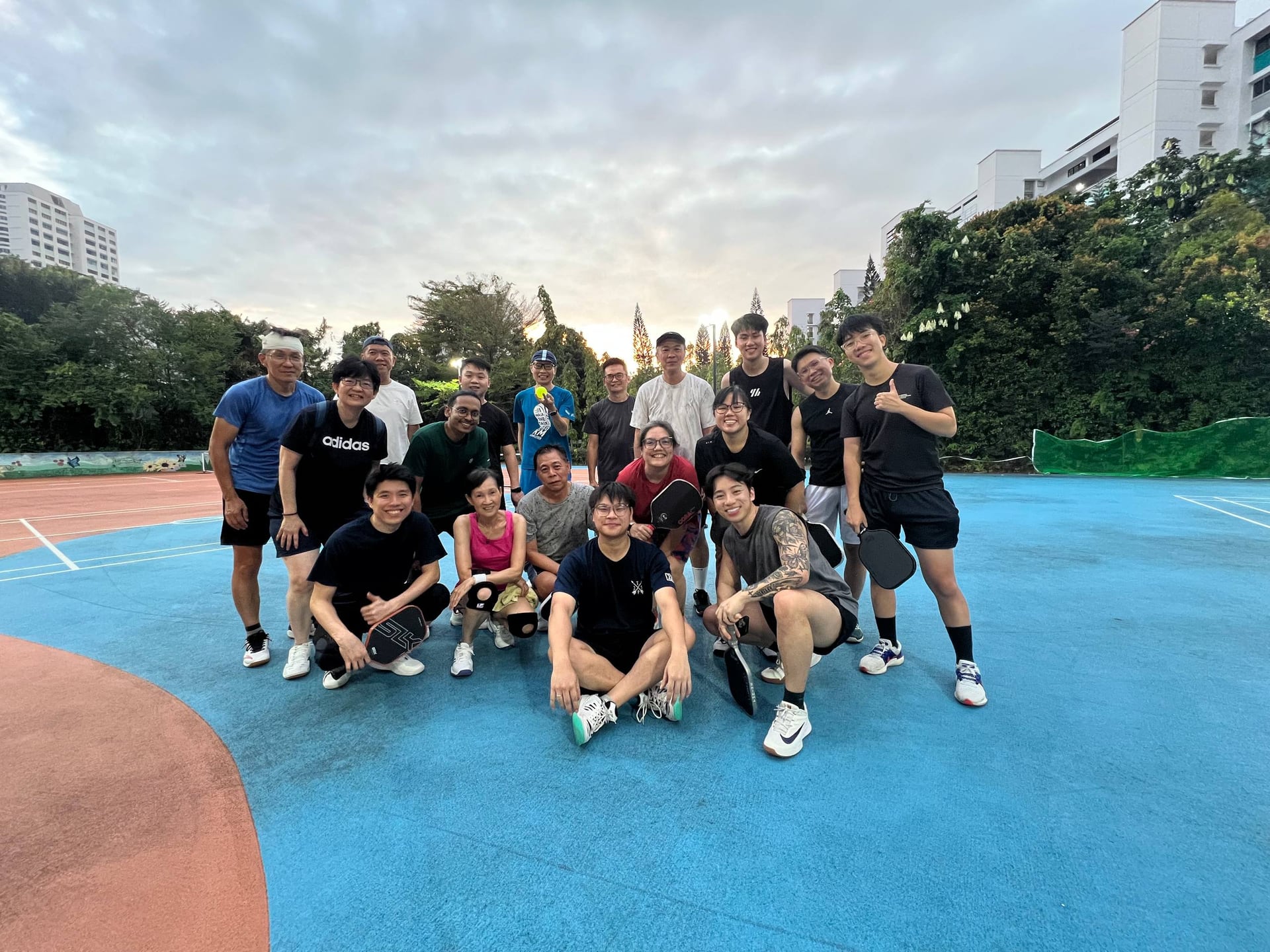 Batok Social Picklers community group after an evening pickleball session